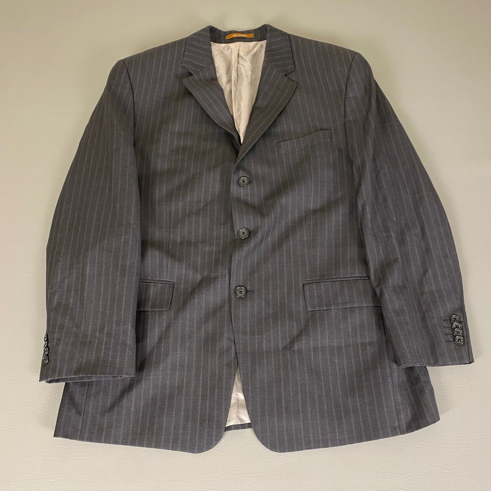 Michael Kors Blazer Jacket Men's‎ 42R Gray Pinstripe 100% Wool Lined EUC